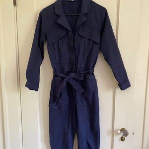 Navy Expedition Jumpsuit in Washed Twill
